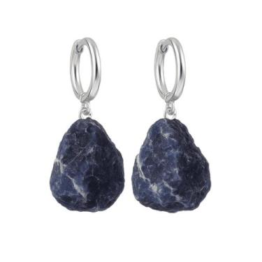 Imagem de Brinco de Argola Sodalita - Cristal Natural, Prata 925
