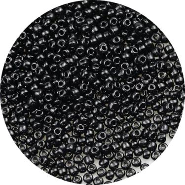 Imagem de Bala&Fillic Contas de semente de cor preta tamanho 3 mm 4000 peças/100 gramas, 8/0 contas redondas de artesanato de vidro para fazer joias, brincos, pulseiras, colar