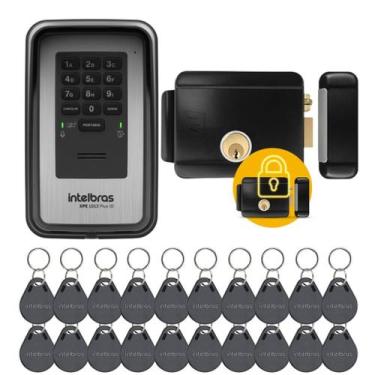 Imagem de Kit Porteiro Intelbras XPE 1013 Plus ID + 20 Chaveiros RFID + Fechadur