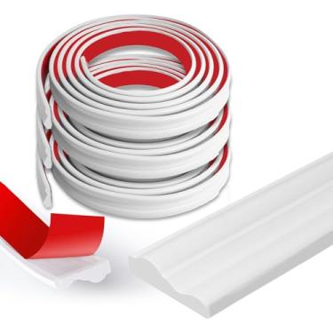 Imagem de Retire e cole painéis de acabamento de moldagem, tira de painel de parede autoadesiva, trilho de cadeira flexível acabamento de parede clássico para decoração de casa (rolo de 2,3 cm x 3 metros)