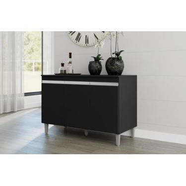 Imagem de Balcão Gabinete Manu 3 Portas sem Tampo 120cm Ajl Móveis - Preto