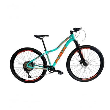 Imagem de Bicicleta Aro 29 Ksx Sd7 Feminina 12v Garfo Com Trava K7 Freios Hidráulicos Kit 1x12 - Verde Tiffany/laranja Tam. 17