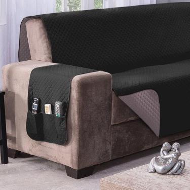 Imagem de Protetor De Sofá Dupla Face Impermeável Mr 2 Lugares - Preto/cáqui