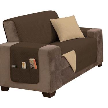 Imagem de Protetor De Sofá Padrão 2 Lugares Impermeável 100% Poliéster Cor:tabacocáqui