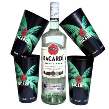Imagem de Kit Rum Bacardi Superior Carta Blanca 980ml + 4 Copos