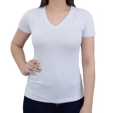 Imagem de Camiseta Feminina Hirlogs Decote V Branca - 2705-Feminino