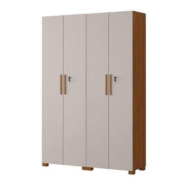 Imagem de Kit com 2 Armários Multiuso Escritório Nt4020 4 Portas e Prateleiras Freijó Trend/Off White TX