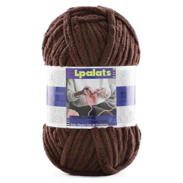 Imagem de Fio de chenille grosso para crochê - 1 pacote de 100 g - #6 super volumoso - poliéster - fio de cobertor de bebê para cobertores de crochê Amigurumi (1, curry escuro)