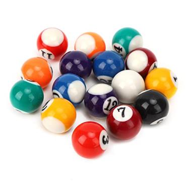 Imagem de GBSCLOVER Mini bolas de bilhar 16 peças, conjunto de mini bolas de bilhar lisas de resina de poliéster, acessórios de mesa de bilhar leves para salas de jogos, bares, jogos recreativos esportivos, 2,5