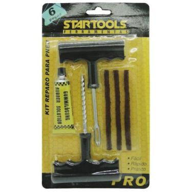 Imagem de Kit Reparo Para Pneu De Carro E Moto Com Escareador + Cola 5 - Oem