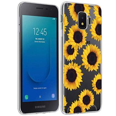 Imagem de Capa para Galaxy J2, Galaxy J2 Core/J2 Dash/J2 Pure/J260/J2 Shine capa com flores, capa de telefone sidande à prova de choque floral macia flexível TPU fina para Samsung Galaxy J2 2019 (girassol)