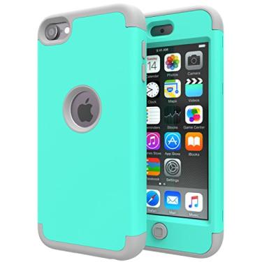 Imagem de Capa para iPod Touch 5, capa para iPod Touch 6, capa protetora resistente de alto impacto para Apple iPod Touch 5 6ª geração, Green/Gray