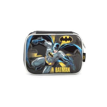 Imagem de Estojo Baú Juvenil Batman Heroi Cinza Escolar Espaçoso