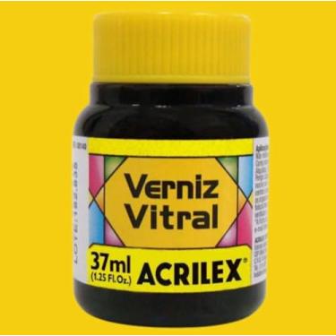 Imagem de Verniz Vitral Para Artesanato Acrilex 37ml Escolha A Cor Perfeito para Copos Garrafas Vaso Outras Perfeito para Copos Garrafas Vasos e Outras Ele Transforma Suas Peças Em Verdadeiras Obras De Arte, Simulando (Amarelo Ouro 505)