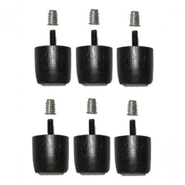 Imagem de 6 Pés Madeira Jr Preto C/ Buchas Para Cama Box Baú Solteiro