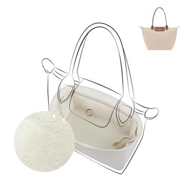 Imagem de DGAZ Bolsa organizadora leve para bolsa Longchamp-Le Pliage, bolsa de seda e DupontPaper interna para bolsa de luxo (Craie, LE PLIAGE M (altura do cabo: cerca de 25 cm)