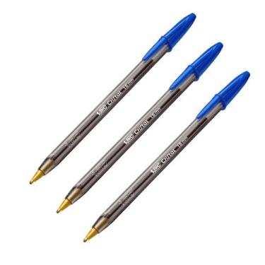 Imagem de Kit 3 Canetas Esferográfica Bic Cristal Intenso 1.6mm Ponta Grossa  Es