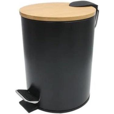 Imagem de Lixeira Pedal Inox Bambu Preto 3 Litros