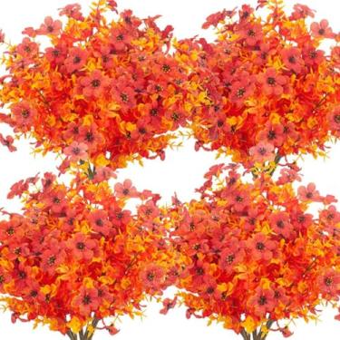 Imagem de Mamães, flores de outono, 12 peças, 35,5 cm, resistentes a UV, resistentes ao desbotamento, mães artificiais para uso ao ar livre, decorações realistas de plástico para outono ao ar livre para
