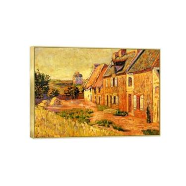 Imagem de BMZFYBS Pintura famosa de arte de parede em tela para decoração de casa - Pátio - Pôster de moldura dourada e impressões para sala de estar 70 x 100 cm 27 x 39 pol