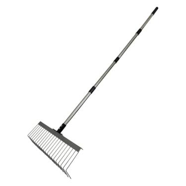 Imagem de Bothyi Ancinho de palha de jardim resistente com cabo de emenda de metal, design ergonômico, versátil para arbustos de jardim, grama, dentes em forma de L de, 160 Cm 4 Seções