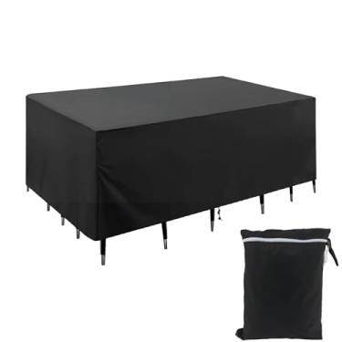 Imagem de Pastlla Conjunto de móveis para ambientes externos, resistente, 420D, impermeável, retangular para todos os climas, capa protetora para sofá, cadeiras, mesa, deck, gramado 234 cm C x 152 cm L x 71 cm