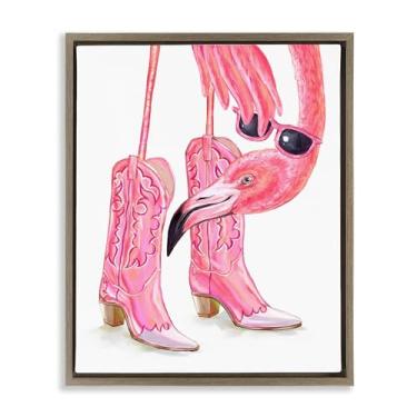 Imagem de Stupell Industries Arte de parede em tela flutuante marrom flamingo glamour cowgirl por Ziwei Li, 78 x 63 cm