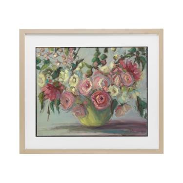 Imagem de Stupell Industries Impressão emoldurada de bétula em vaso verde Peônias em design de vidro por Vanessa Piche, 33 x 40 cm