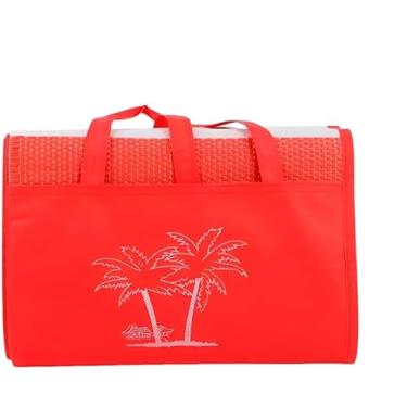 Imagem de Esteira de Praia Dobrável com Alça - Bolsa Impermeável Portátil para Piscina e Praia, Prática e Compacta (Vermelho)