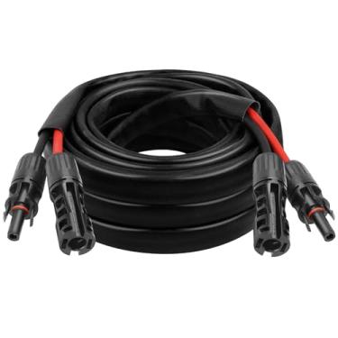 Imagem de Cabo solar 8AWG – Cabo de extensão de painel solar de 20 m, fio fotovoltaico de calibre 8 com manga protetora retardante de chamas, conector à prova d'água fêmea e macho para trailer, sistemas