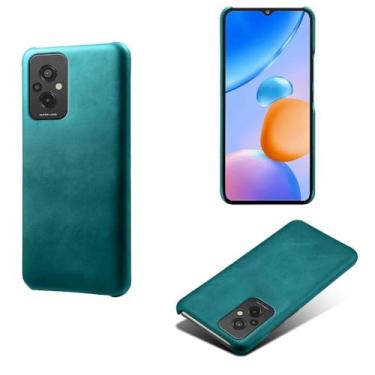 Imagem de Capa para Xiaomi Redmi 11 Prime 4G,Proteção contra quedas,Casca de volta de cor sólida simples,Design de couro de imitação de plástico-Green