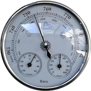 Imagem de Barômetro Aneróide De Precisão 3 Em 1 De 128 Mm, Termômetro, Higrômetr