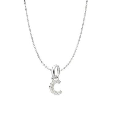 Imagem de Colar Rommanel Prata 925 Elo Cadeado 42cm Letra C Zircônias