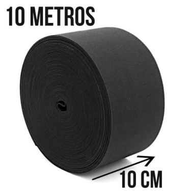 Imagem de Elastico Preto Reforçado Largo 10cm Com 10 Metros de Comprimento  - AR