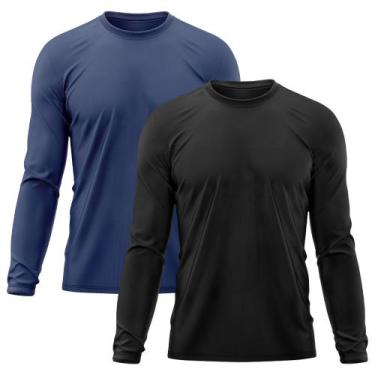Imagem de Kit 2 Camisetas Masculina Térmica Proteção Solar UV 50 Academia Praia 