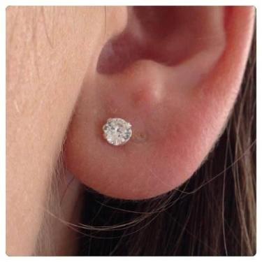 Imagem de Brinco Prata 4mm Pedra Brilho Zircônia - DR Joias