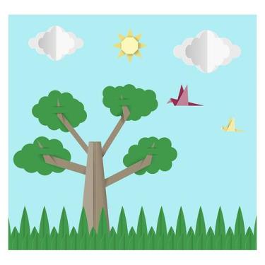 Imagem de Papel de Parede Adesivo Infantil Jardim Passarinhos Bebe Quarto - 517p