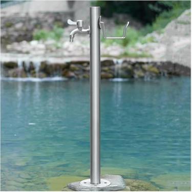 Imagem de Torneiras De água Ao Ar Livre De Coluna De água De Jardim, Fonte De água Redonda De Aço Inoxidável, Suporte De Mangueira De Torneira De Pé Para Lavagem D, Style 1, 13CM×86CM