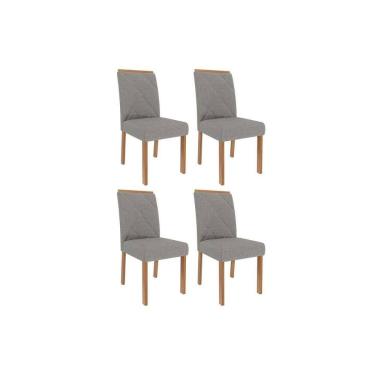 Imagem de Kit 4 Cadeiras Sala Jantar Fernanda Wood 4 Un Carvalho/Linho Grafite - Cimol