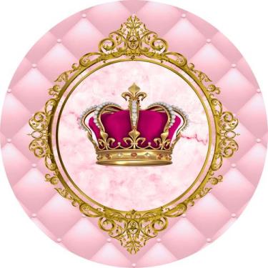 Imagem de Painel de Lona Redondo Coroa Rosa Capitone - Fabrika De Festa, 150x150