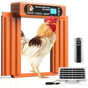 Imagem de Porta automática de galinheiro alimentada por energia solar, tamanho extra grande, design anti-beliscar, porta de galinheiro automática alimentada por bateria com temporizador e sensor de luz, grande