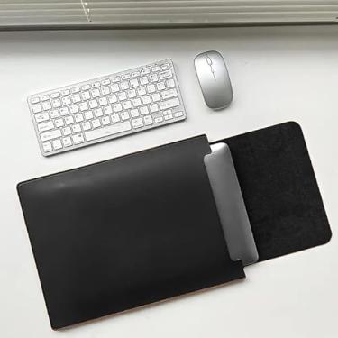 Imagem de Case estilo Bag em couro para Notebook Macbook e Ultrabook até 15,4 polegadas - Suporte elevado para seu equipamento, trabalhe mais confortavel - Designe premium Office (Preta)