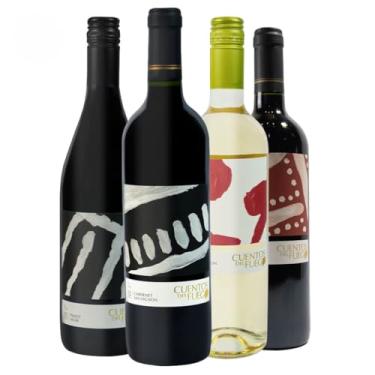 Imagem de Kit 4 Vinhos Chilenos Pinot Noir Carmenere Cabernet e Sauvignon Blanc Cuentos Del Fuego