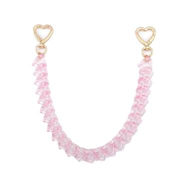 Imagem de Linda calça de coração colorida com corrente de problemas para mulheres - Acrílico Love Hearts Jeans Correntes Bolsa de crachá Moda Rua Hipster Joias para Ela, Universal, Metal Acrílico metal, Sem