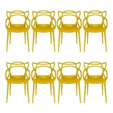 Imagem de Kit com 8 Cadeiras para Sala de Jantar Allegra Solna Amarelo
