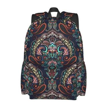 Imagem de Mochila Nmbvcxz Paisley para mulheres e laptop de viagem de 17 polegad