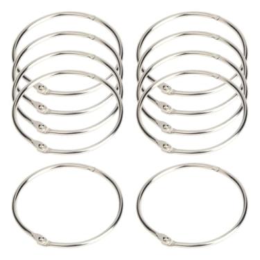 Imagem de GSHLLO 10 peças de anéis de fichário de folhas soltas de 10 cm para encadernação de livros, anéis de metal extragrande, argolas para chaveiro, grande índice, porta-cartões, anel, clipe de encadernação