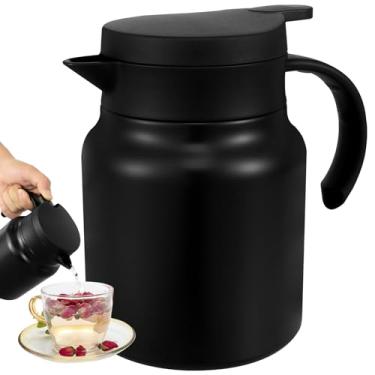 Imagem de Garrafa térmica de café de aço inoxidável de 1000 ml para líquidos quentes, jarra de água com coador de chá removível, garrafa isolada a vácuo à prova de vazamento para café, chá, bebidas quentes ou