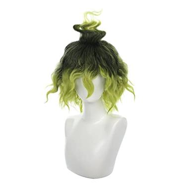 Imagem de Aadesso Peruca Anime Giyuutarou verde gradiente peruca Kimetsu no Yaiba Demon Slayer cosplay fantasia masculina feminina com touca de peruca