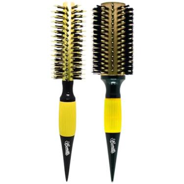 Imagem de Kit 2 Escova De Cabelo Marco Boni Bonitta Profissional Termica Aluminio Cerdas Duplas 45mm 64mm